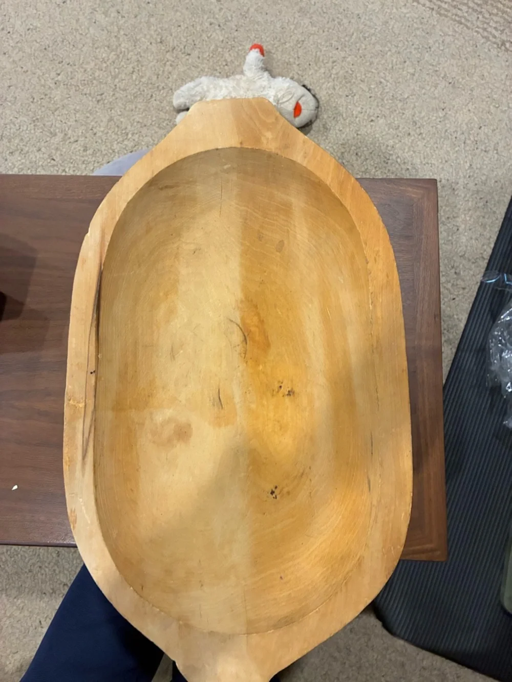 Hand-Carved Dough Bowl - Natural Light Wood Blonde Wood Charger Rustic French